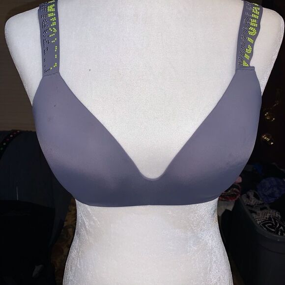 Victoria's Secret Other - Victoria’s Secret T-Shirt Lightly Lined Wireless Bra *Gray with LOGO straps 32D